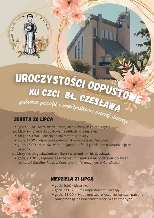 PLAN UROCZYSTOŚCI ODPUSTOWYCH KU CZCI BŁ. CZESŁAWA